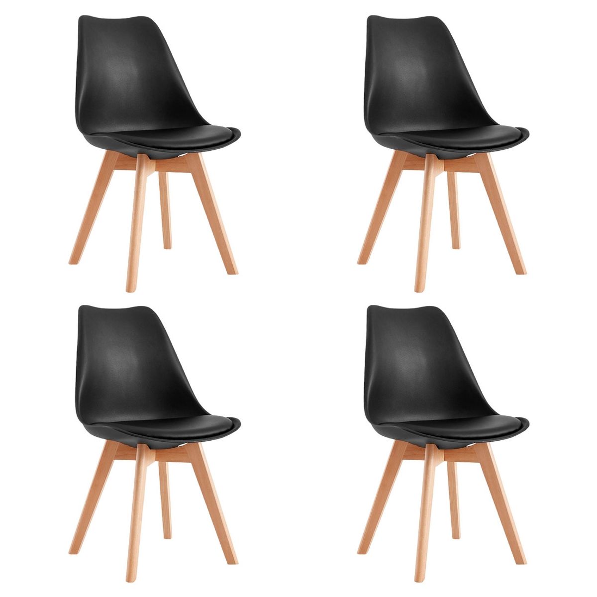 DONNA - Pack 4 Sillas Eames EMPOLI Tulip Asiento Acolchonado Negra