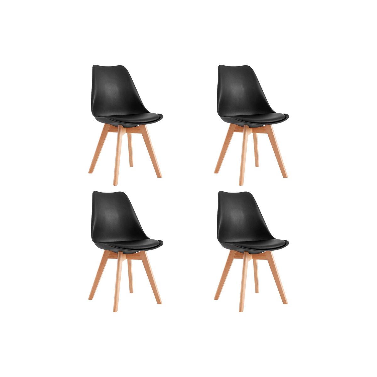 DONNA - Pack 4 Sillas Eames EMPOLI Tulip Asiento Acolchonado Negra