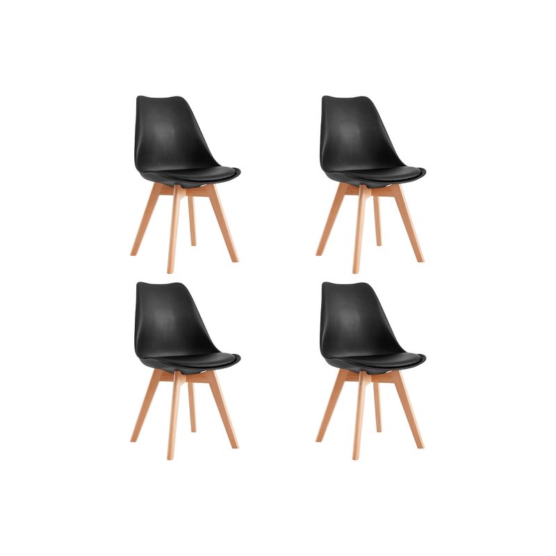 DONNA - Pack 4 Sillas Eames EMPOLI Tulip Asiento Acolchonado Negra