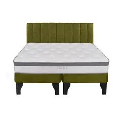 5 SUEÑO - Cama Europea 2 Plazas + Respaldo Tubular Negro Verde