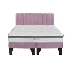 5 SUEÑO - Cama Europea 2 Plazas + Respaldo Tubular Negro Rosada