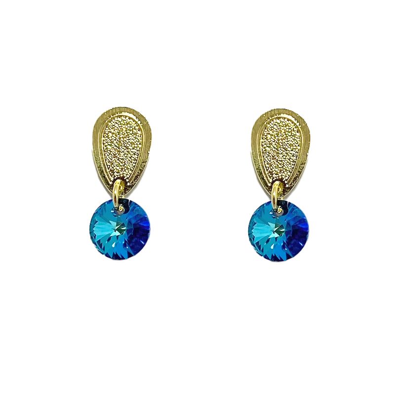 ANDREA COGGIOLA JOYAS - Aros Alice Cristal Azúl Bermuda Enchapado Oro 18K