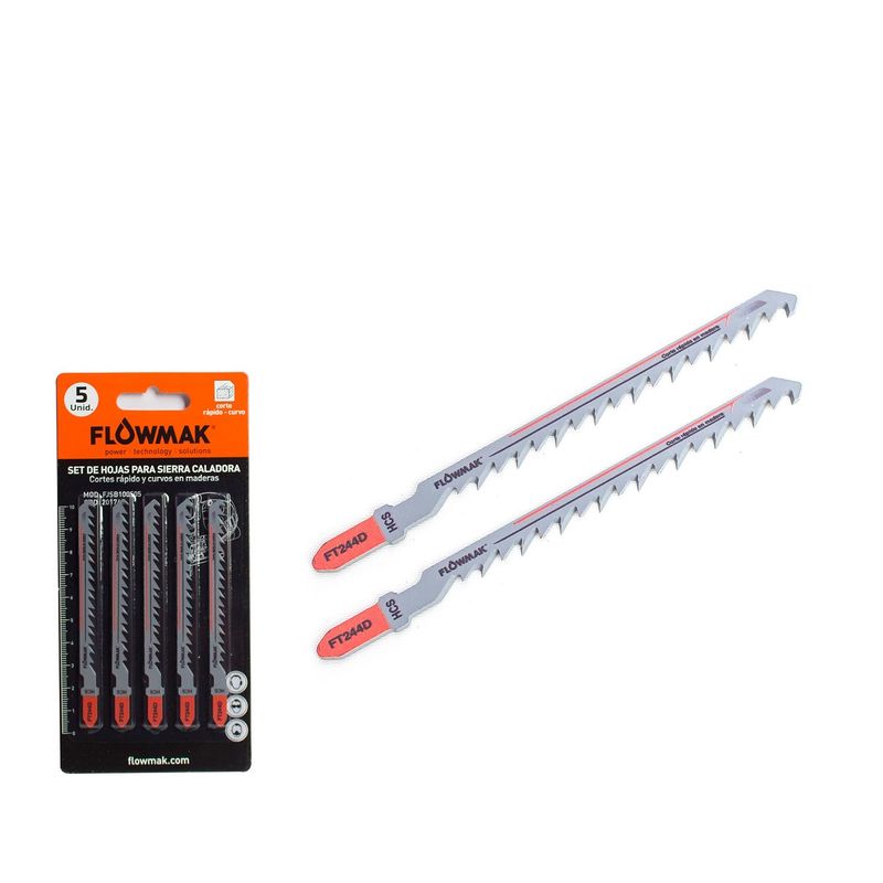 FLOWMAK - Set de hojas caladora largas madera 5 pzs Flowmak