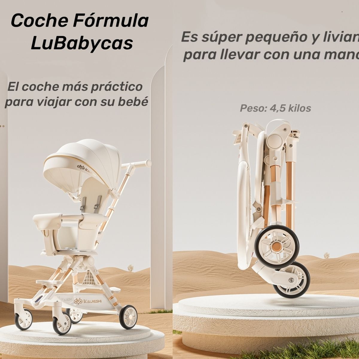 LUBABYCAS - Coche De Paseo Últra Compacto Lubabycas Negro