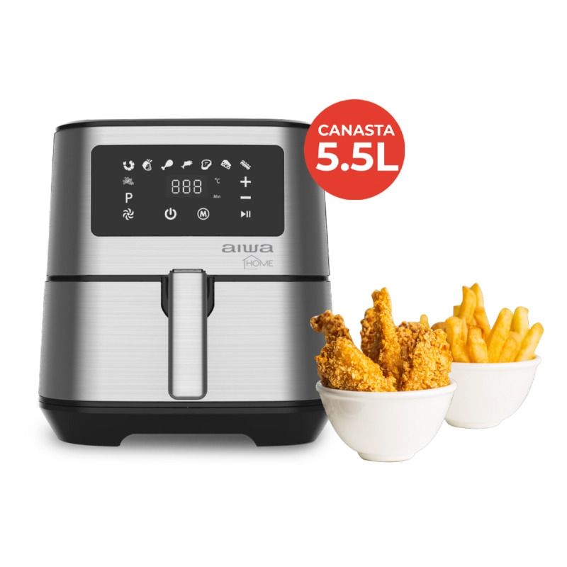 AIWA - Freidora digital sin aceite Capacidad 5.5 Litros Gris AW-FT22
