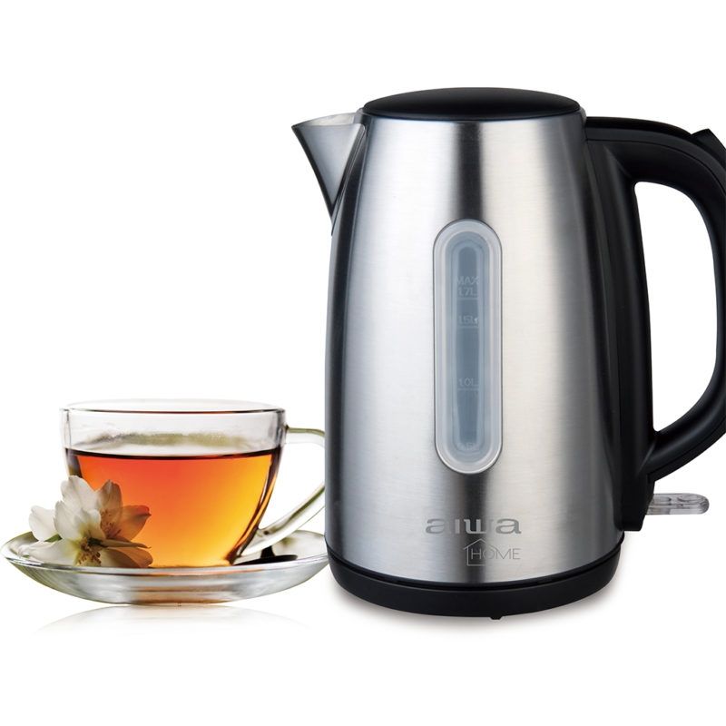 AIWA - Hervidor Eléctrico de Acero Inoxidable 1.7 Litros Gris AW-JD1402A