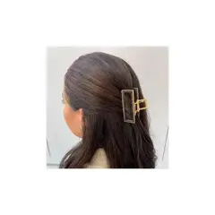 GENERICO - Traba Metálica Garra Mediana Cabello Brillo Verde Tornasol.