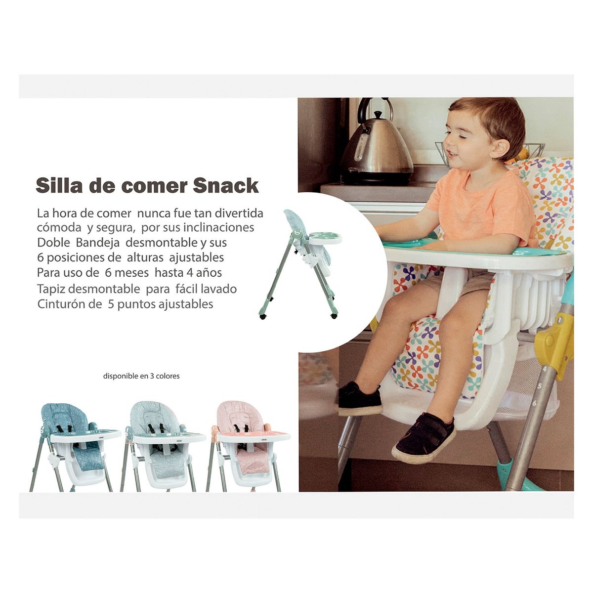 BEBESIT - Silla de Comer Multiposiciones Snack SX Rosada Bebesit