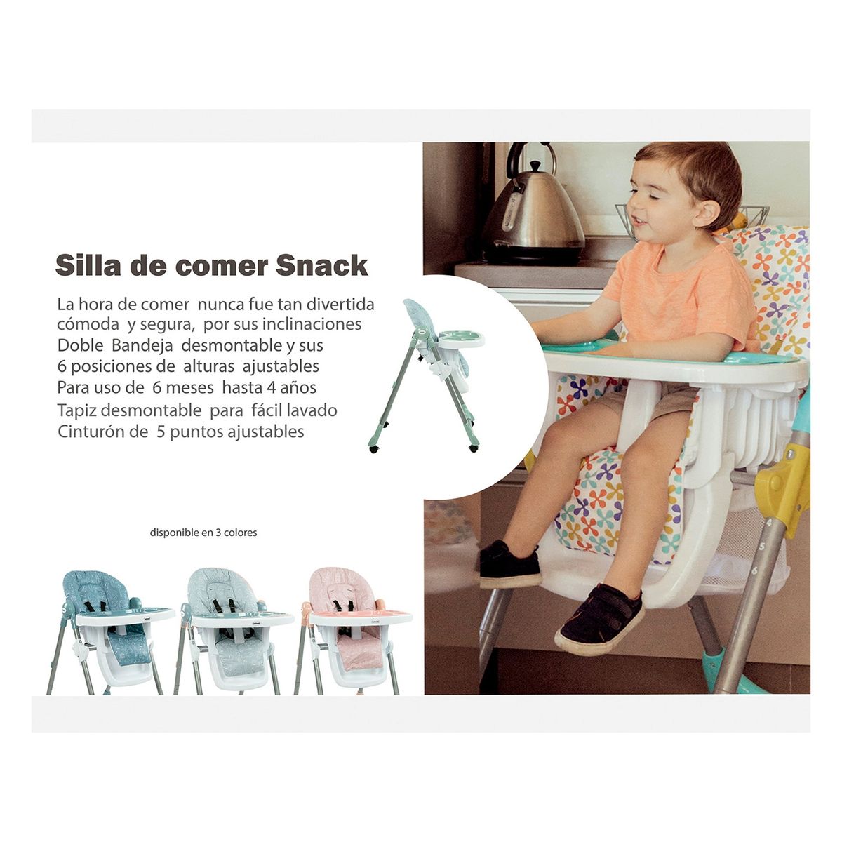BEBESIT - Silla de Comer  Multiposiciones Snack SX Celeste Bebesit