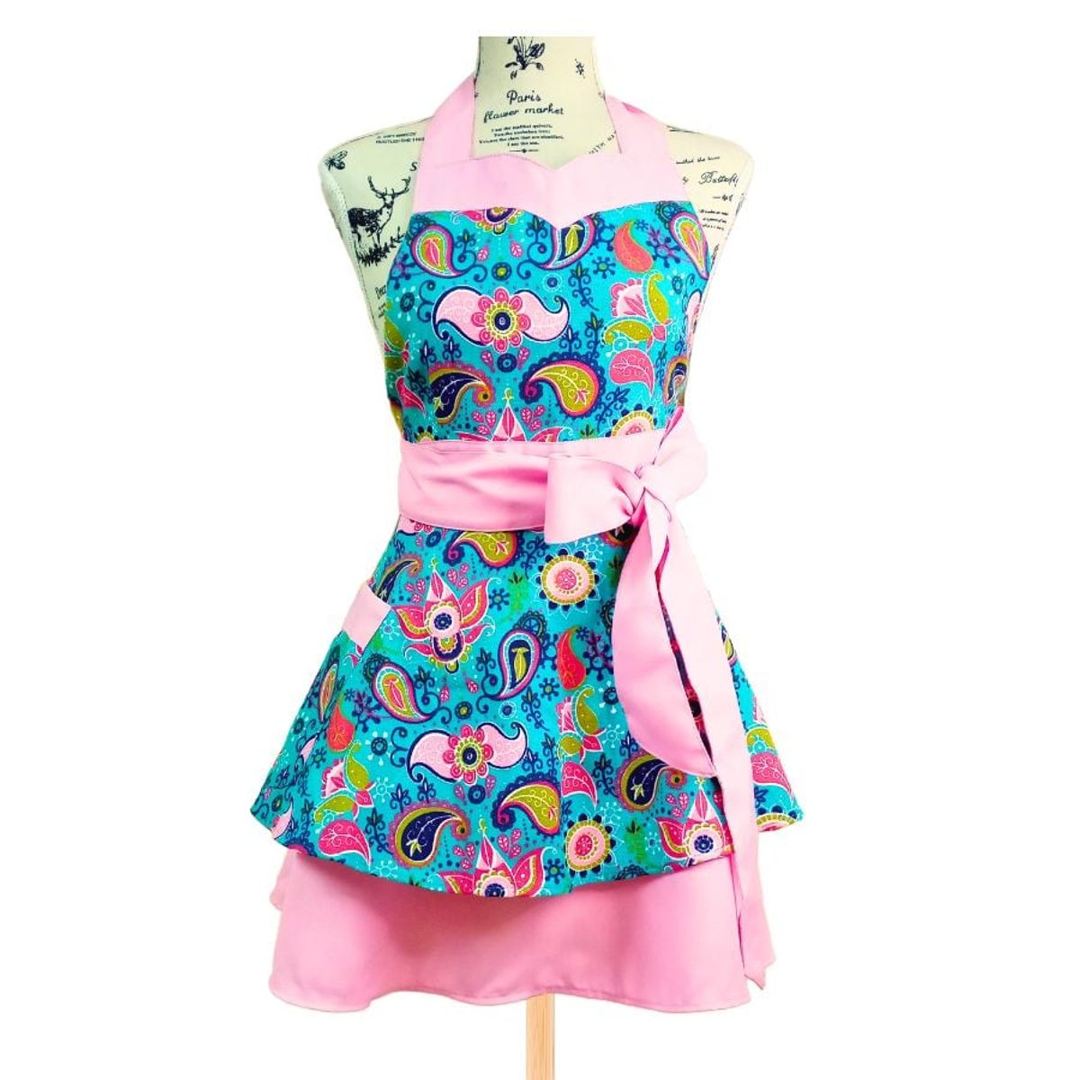 GENERICO - Delantal de cocina Mujer Modelo Orquidea Rosado