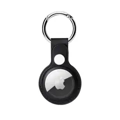 GENERICO - Llavero Funda Airtag Cuero Pu + Lamina Protectora - Negro