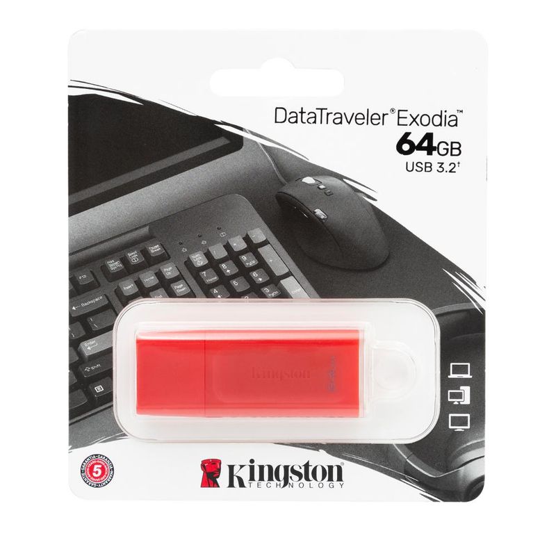 KINGSTON - DTX/64GB PENDRIVE EXODIA 3.2 -64GB ROJO - Negro