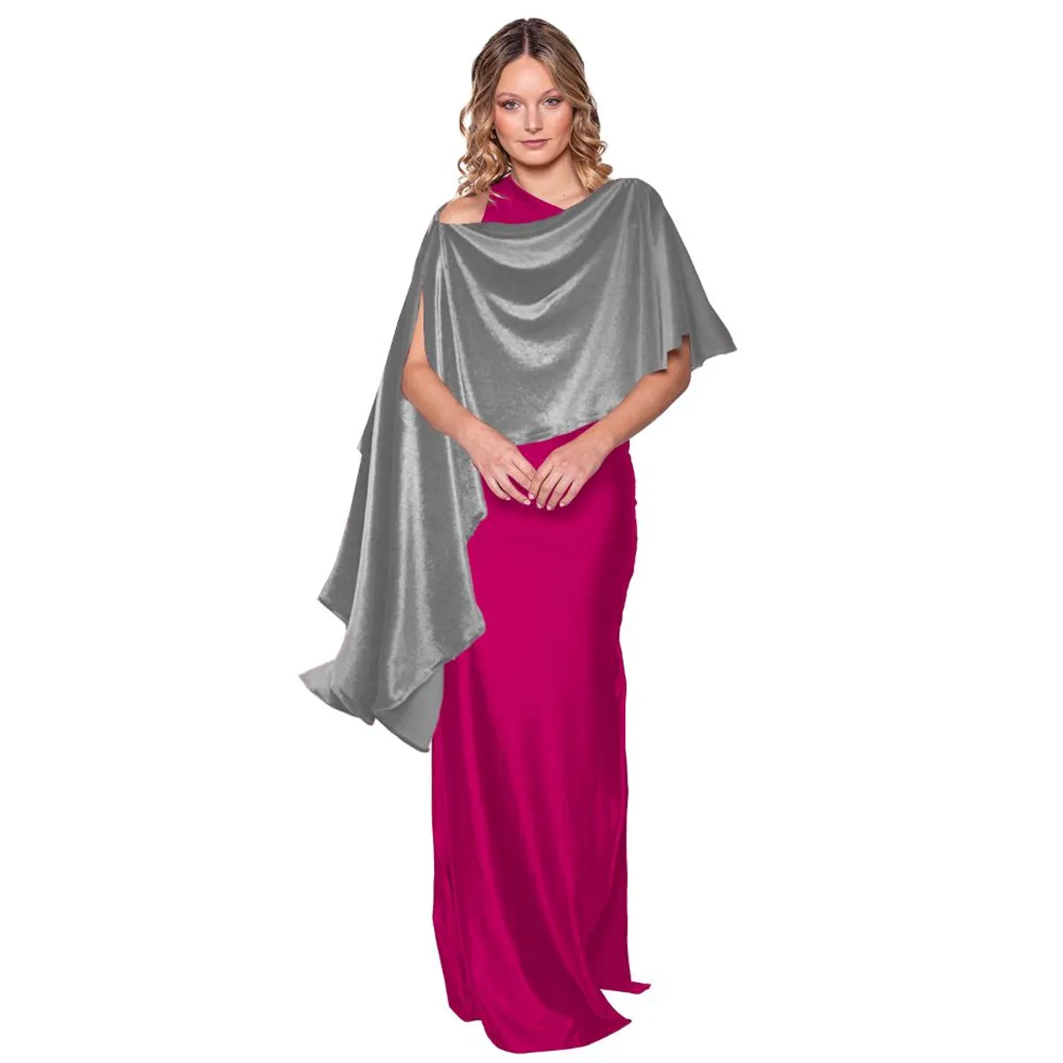 MARIA PASKARO - Tapado Capa Multiforma Catania Gris Terciopelo Maria Paskaro - Gris