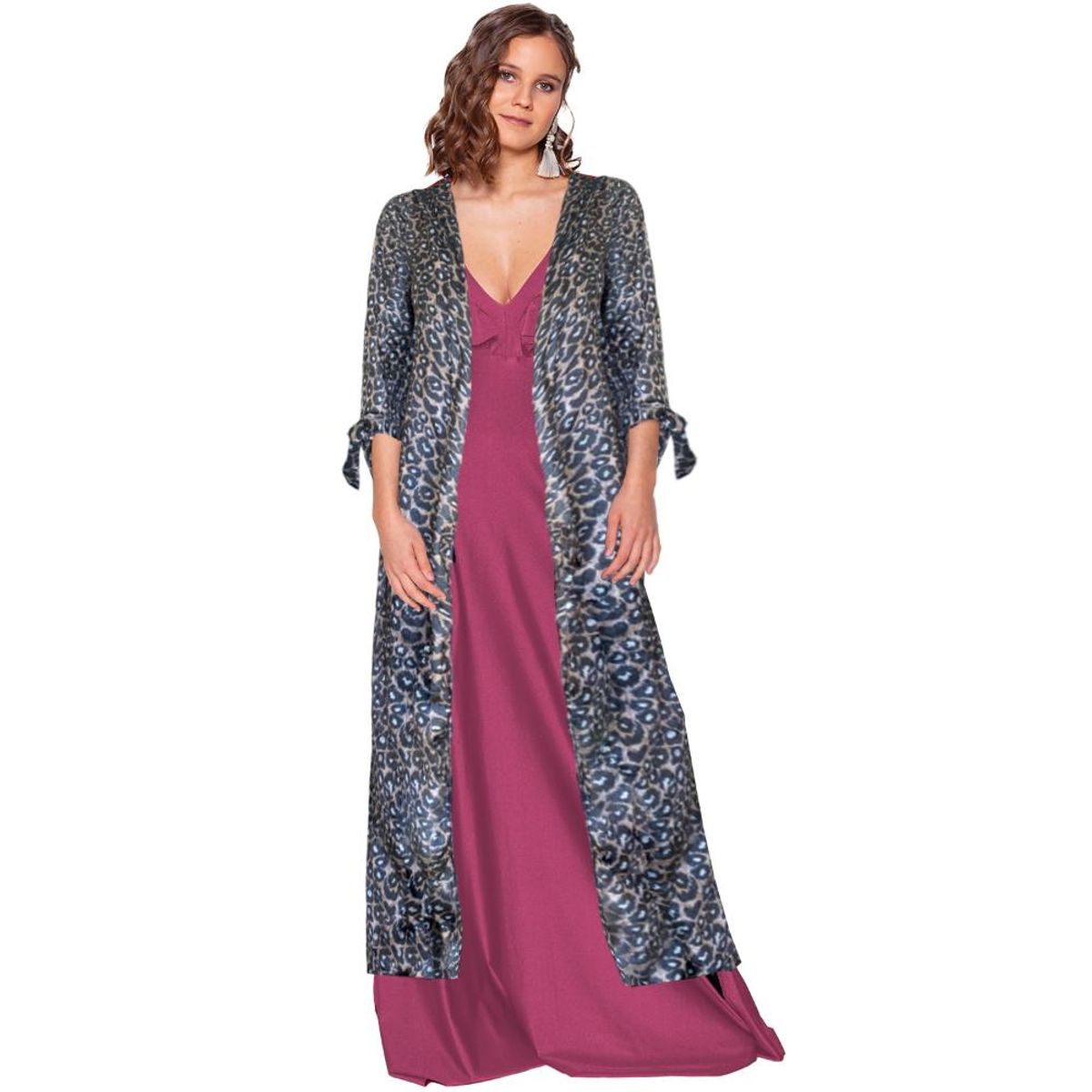 MARIA PASKARO - Tapado Kimono Verona Animal Brillante Terciopelo Maria Paskaro - Gris