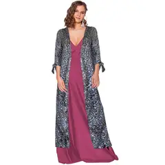 MARIA PASKARO - Tapado Kimono Verona Animal Brillante Terciopelo - Gris