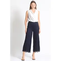 LIOLA - Pantalon Recto Encaje Azul Marino