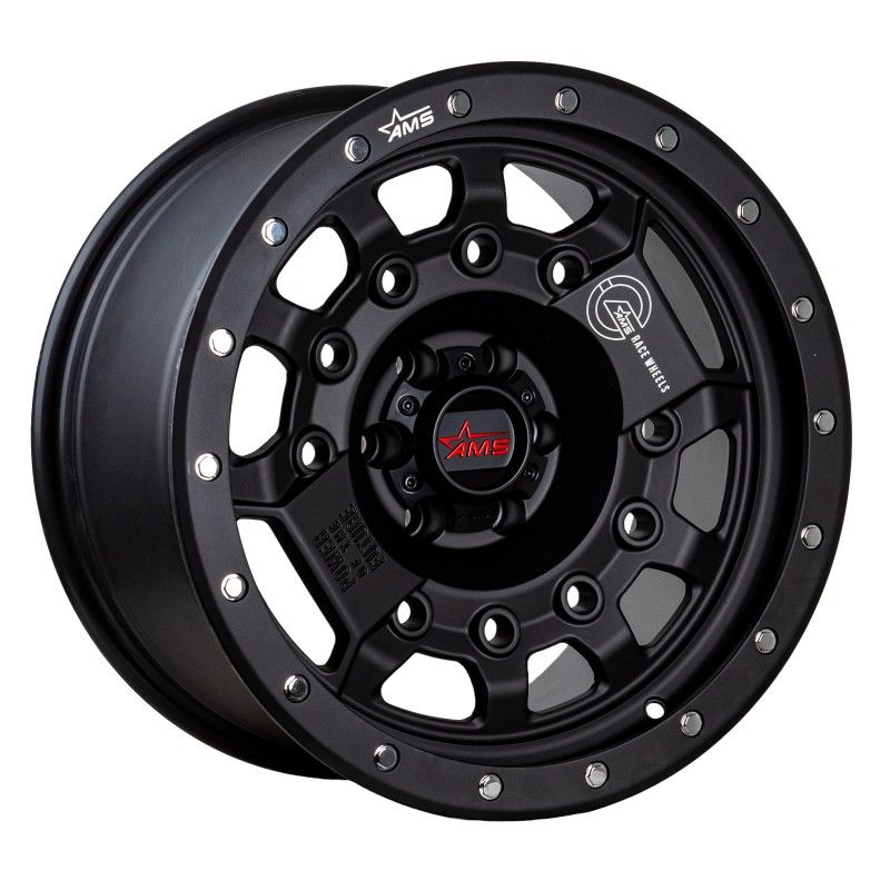 GENERICO - Llantas 17X9 6X114.3 ET-15 AMS negro matte(set de 4 llantas)