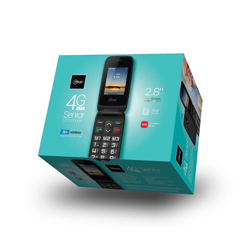 MLAB - Celular Senior Mlab Shell Sos 4G Lte Negro