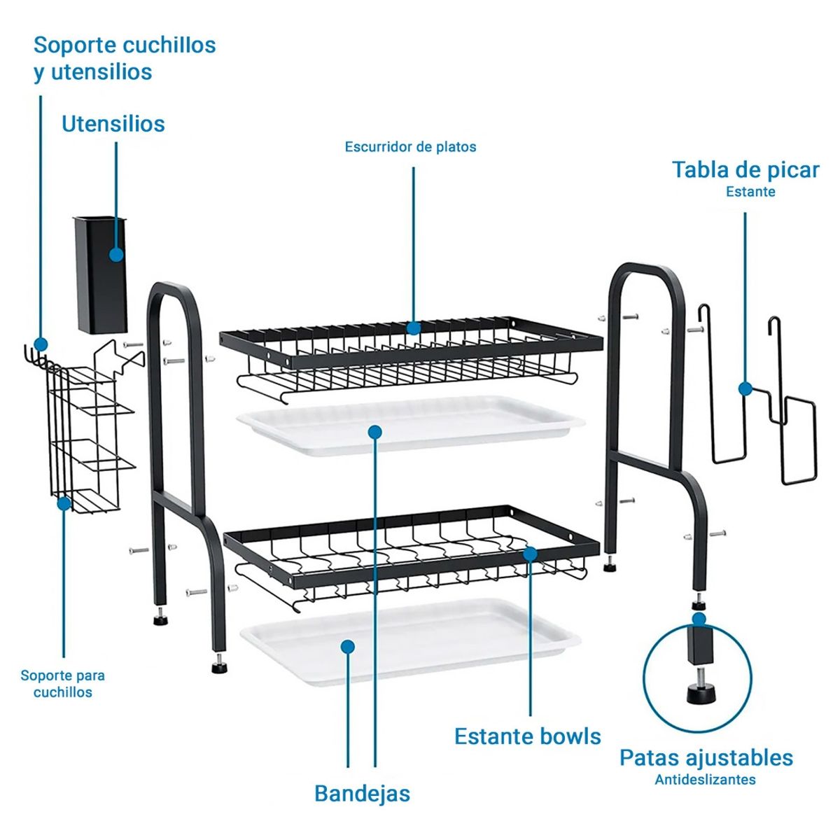 DECOTEAM - Escurridor de Vajilla DecoTeam 2 Niveles Bandejas Separadas