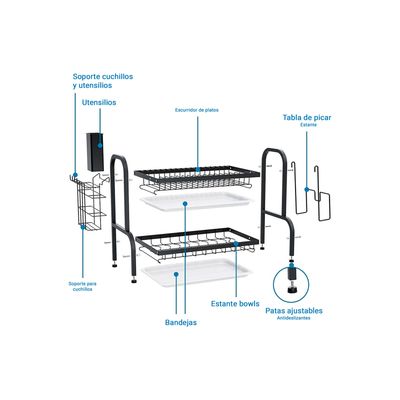 Imagen 2 del producto Escurridor de Vajilla 2 Niveles Bandejas Separadas