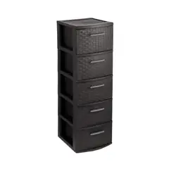 QRUBBER - Cajonero 5 Niveles Infinity Rattán Marrón MQ