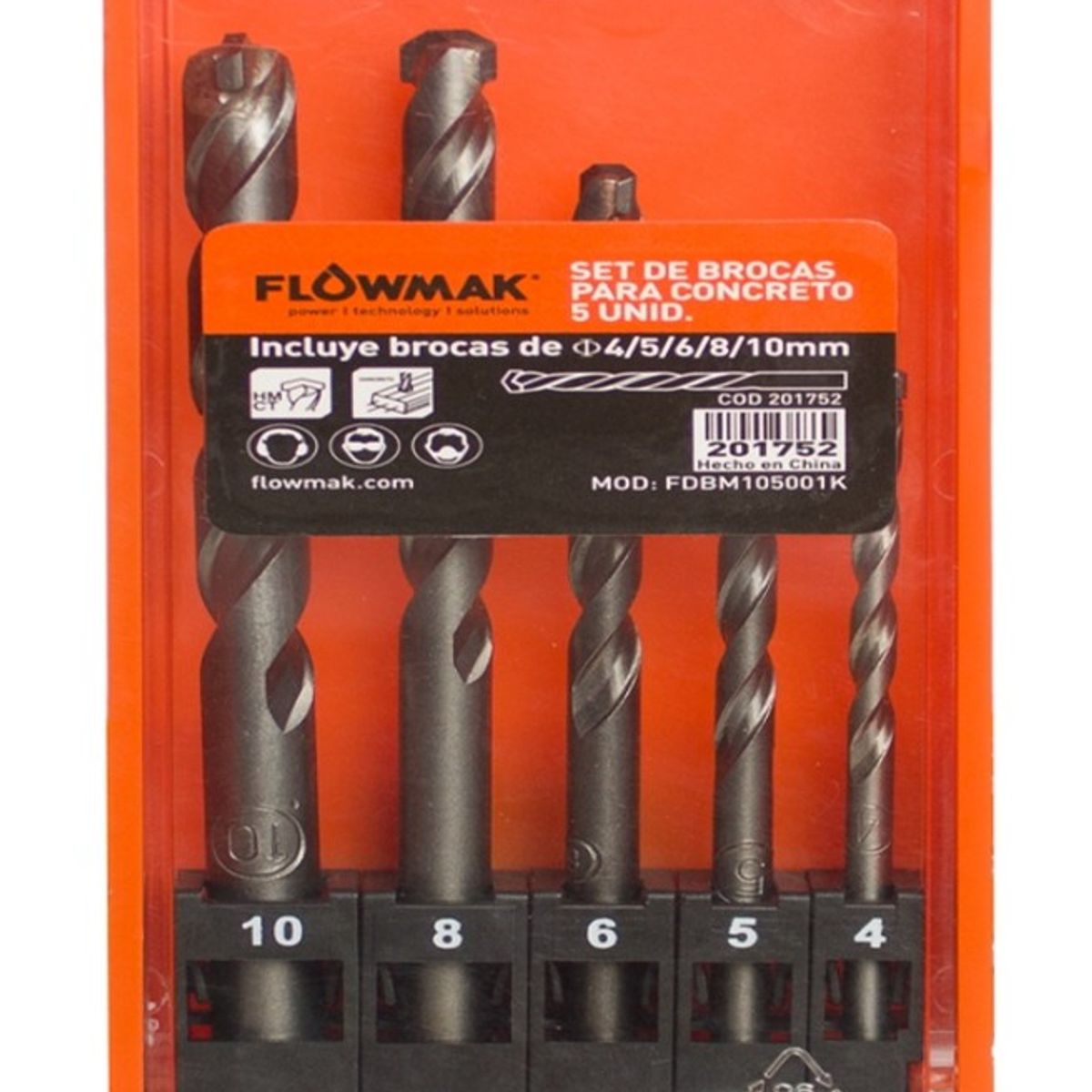 FLOWMAK - Set de brocas para concreto 5 piezas