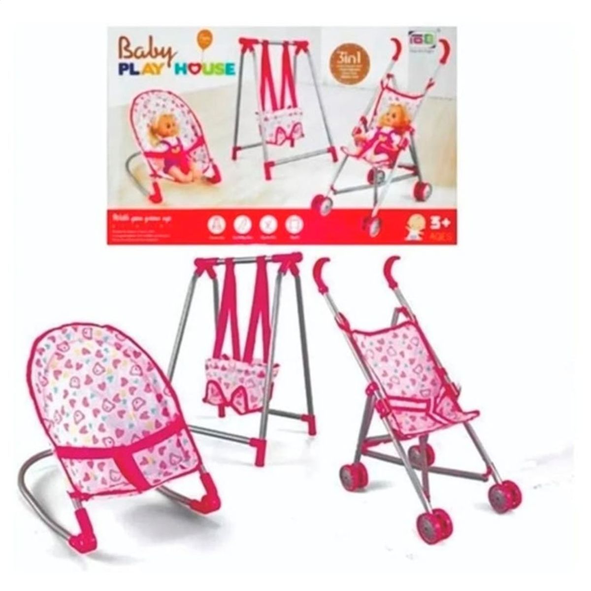 GENERICO - Set Coche  Hamaca  Silla Para Muñecas