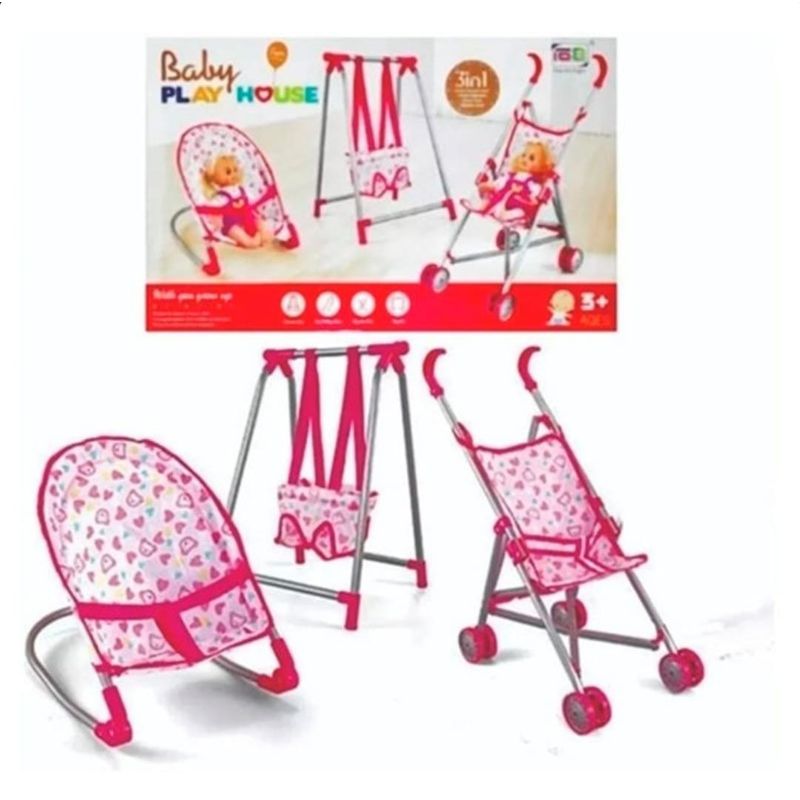 GENERICO - Set Coche  Hamaca  Silla Para Muñecas