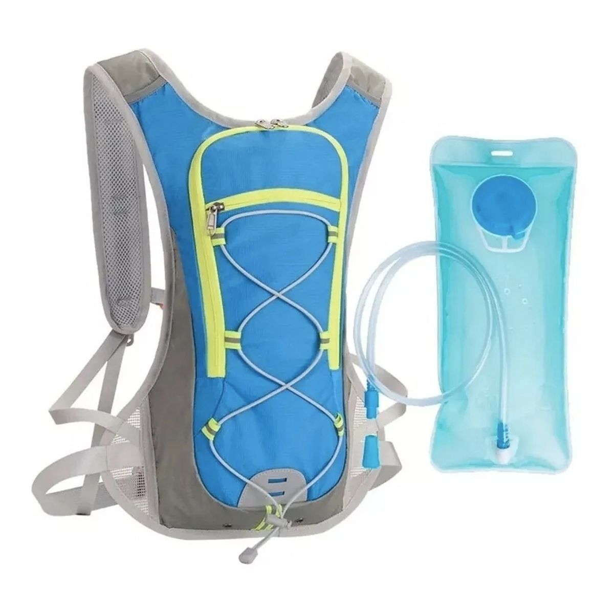GENERICO - Mochila Camell Ciclismo Running+Bolsa Hidratación 2 Lt Azul