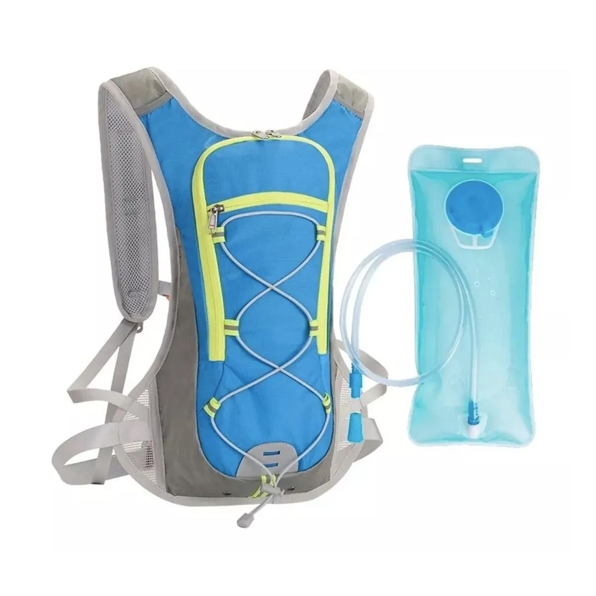 GENERICO - Mochila Camell Ciclismo Running+Bolsa Hidratación 2 Lt Azul