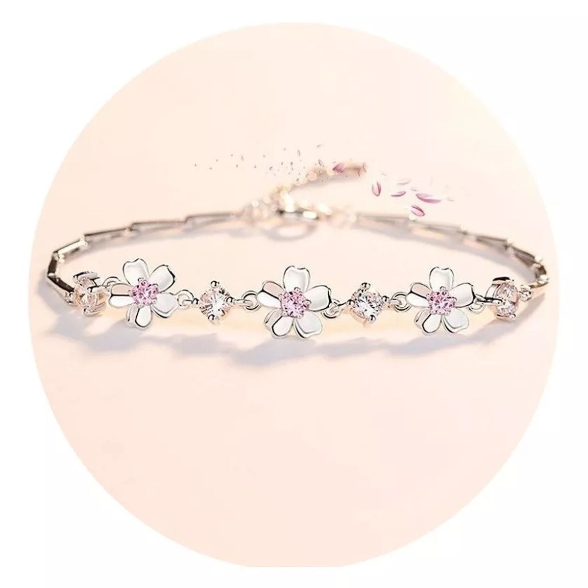 GENERICO - Pulsera De Plata 925 Flor De Cerezo Rosa Rosada