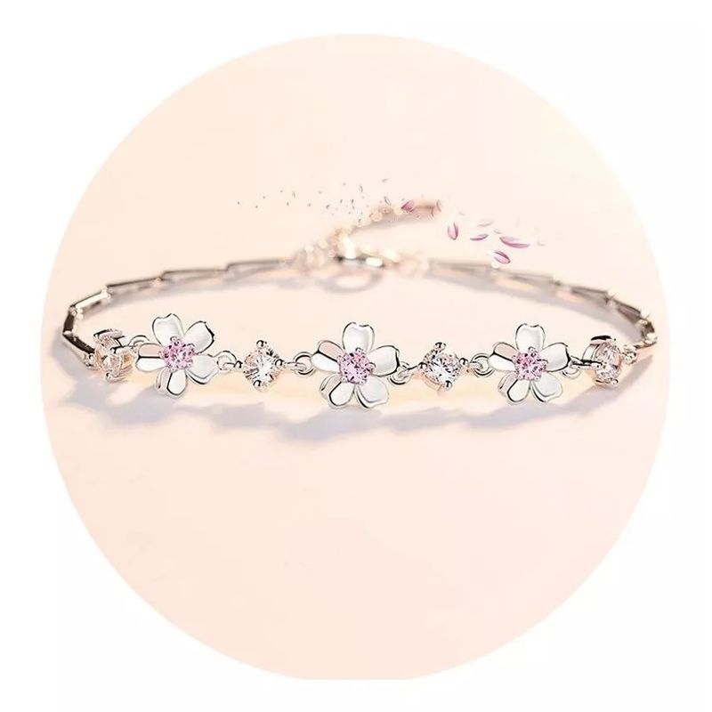 GENERICO - Pulsera De Plata 925 Flor De Cerezo Rosa Rosada