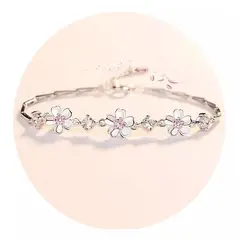 GENERICO - Pulsera De Plata 925 Flor De Cerezo Rosa Rosada