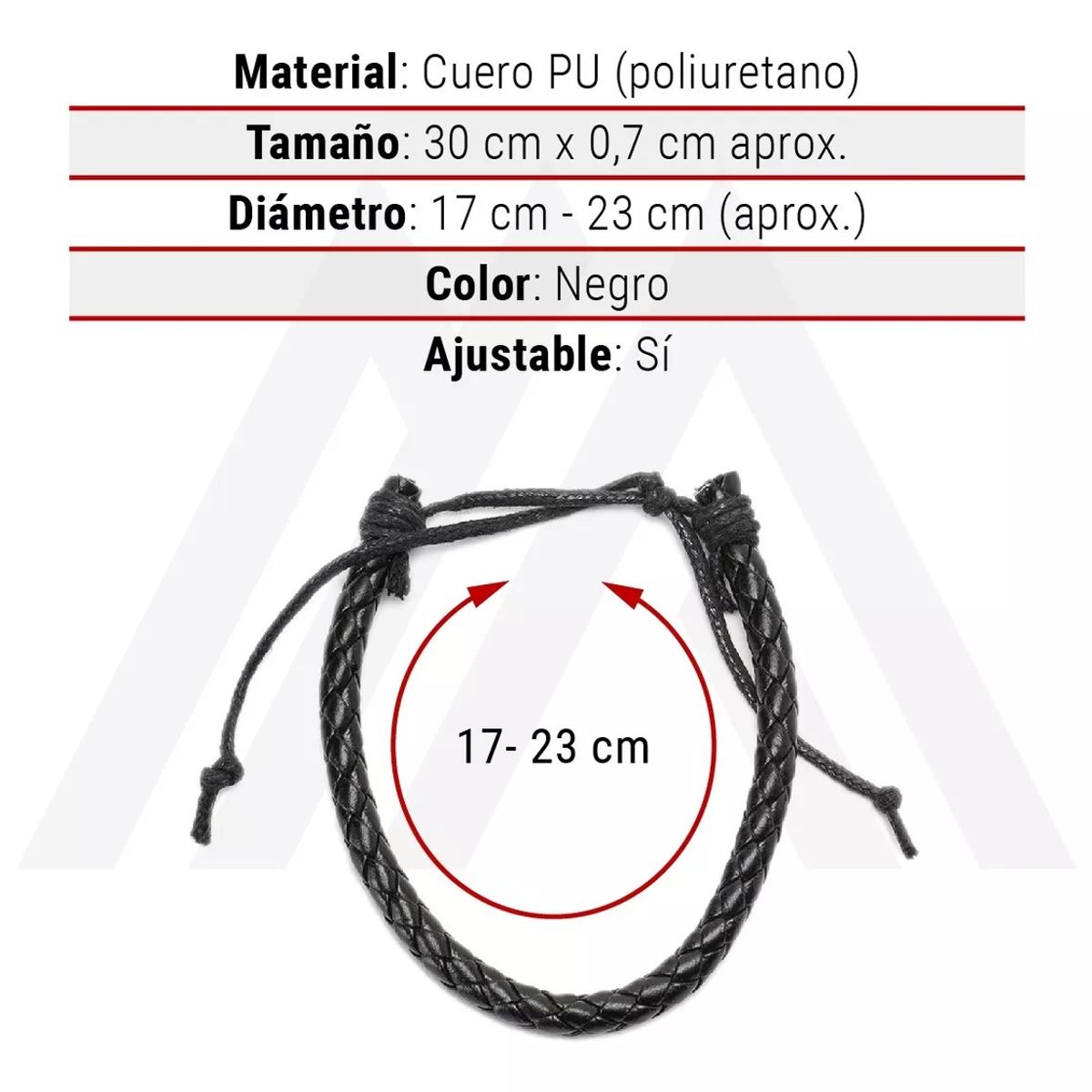 GENERICO - Pulsera De Hombre De Cuero Trenzado Negro