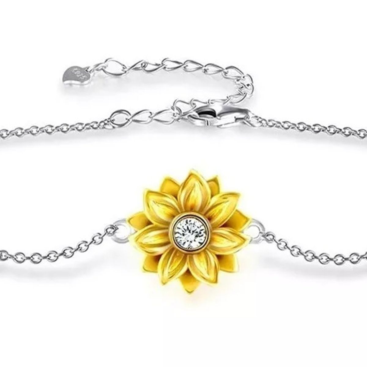 GENERICO - Pulsera Girasol Plata 925 Corazón Mujer Joya Regalo