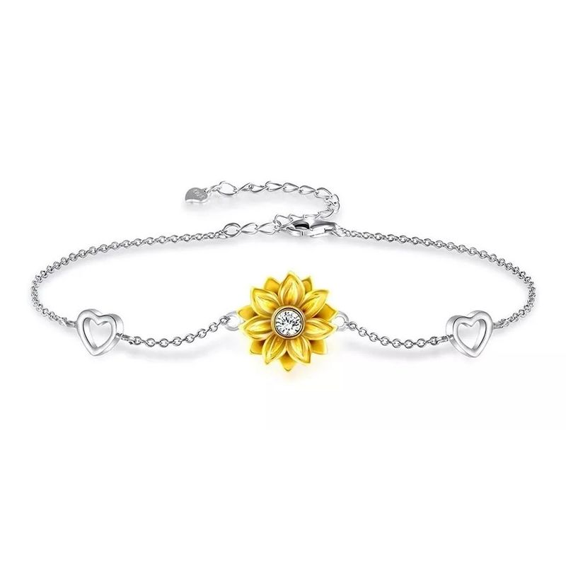 GENERICO - Pulsera Girasol Plata 925 Corazón Mujer Joya Regalo