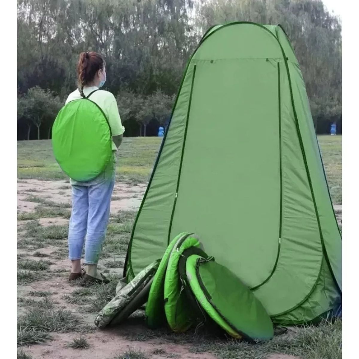 GENERICO - Carpa 1 Persona Baño Vestidor Portátil + Ducha Solar Verde