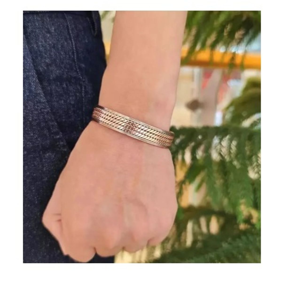 GENERICO - Pulsera Brazalete Magnética Trenzada Cobre