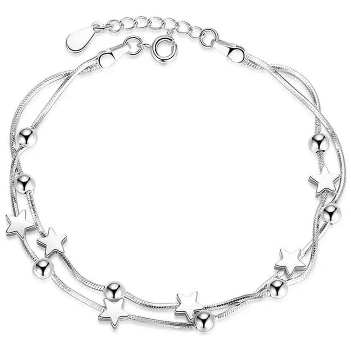 GENERICO - Pulsera De Plata 925 Estrellas Esfera