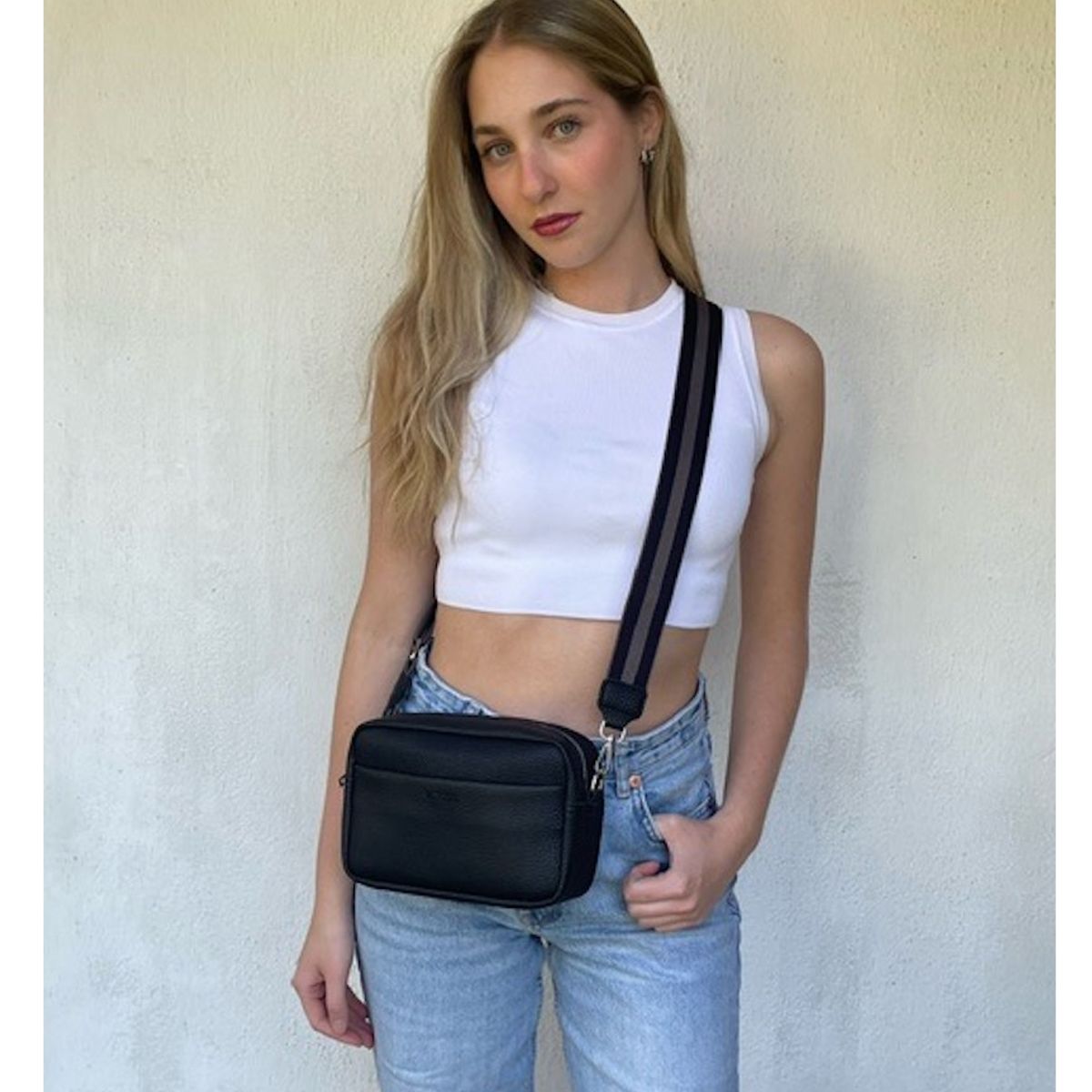 MONTREAL - Bandolera Cartera Cuero Sintético Crossbody con Strap Rayado