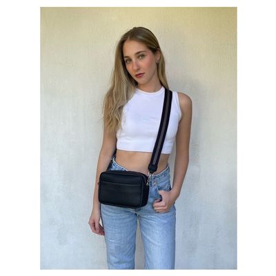 Imagen 2 del producto Bandolera Cartera Cuero Sintético Crossbody con Strap Rayado