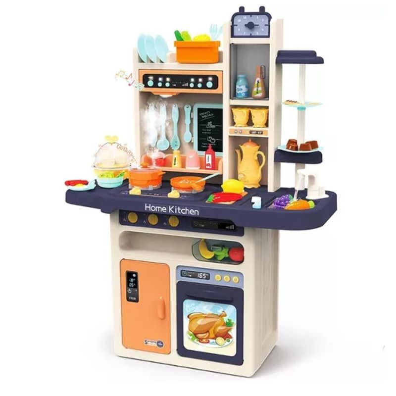 GENERICO - Cocina De Juguete 93 Cm 65 Pcs Azul Vapor Agua Luces