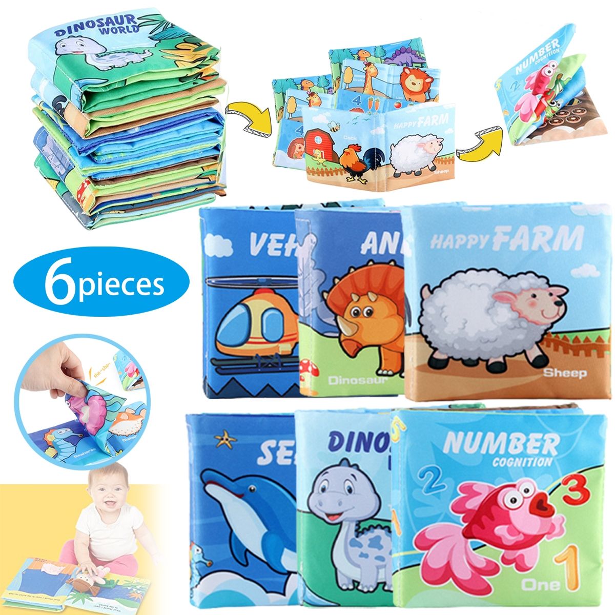 EDWINAYY - Estimulación Para Bebe Libro Sensorial Cognitiva Juguete 6pk