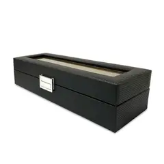 MUNDO ONLINE - Estuche Organizador 6 Separaciones Eco cuero Negra