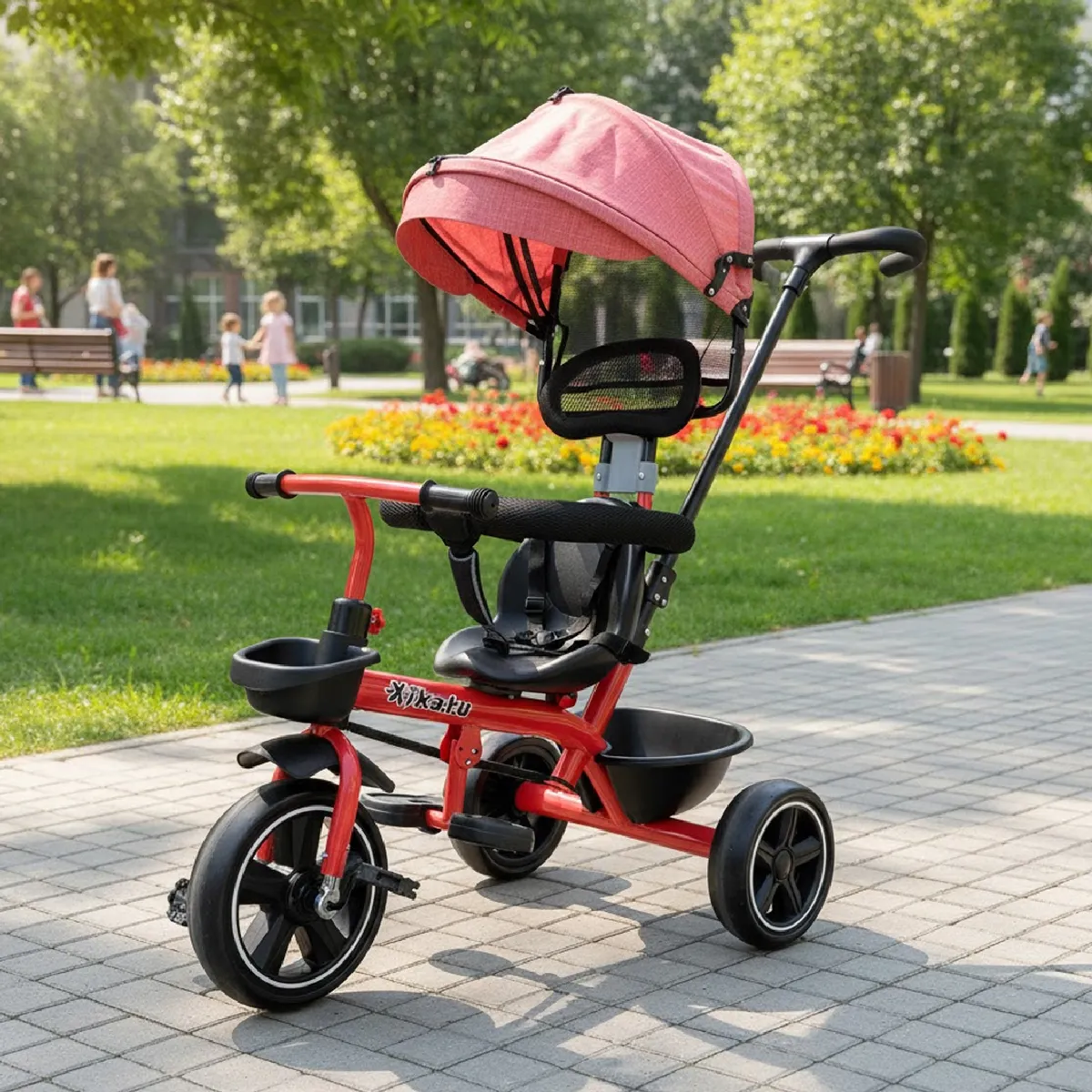 MUNDO ONLINE - Triciclo Coche Infantil 5 En 1 Toldo Mango Direccional