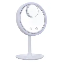 GENERICO - Espejo de Maquillaje giratorio con luces LED y ventilador