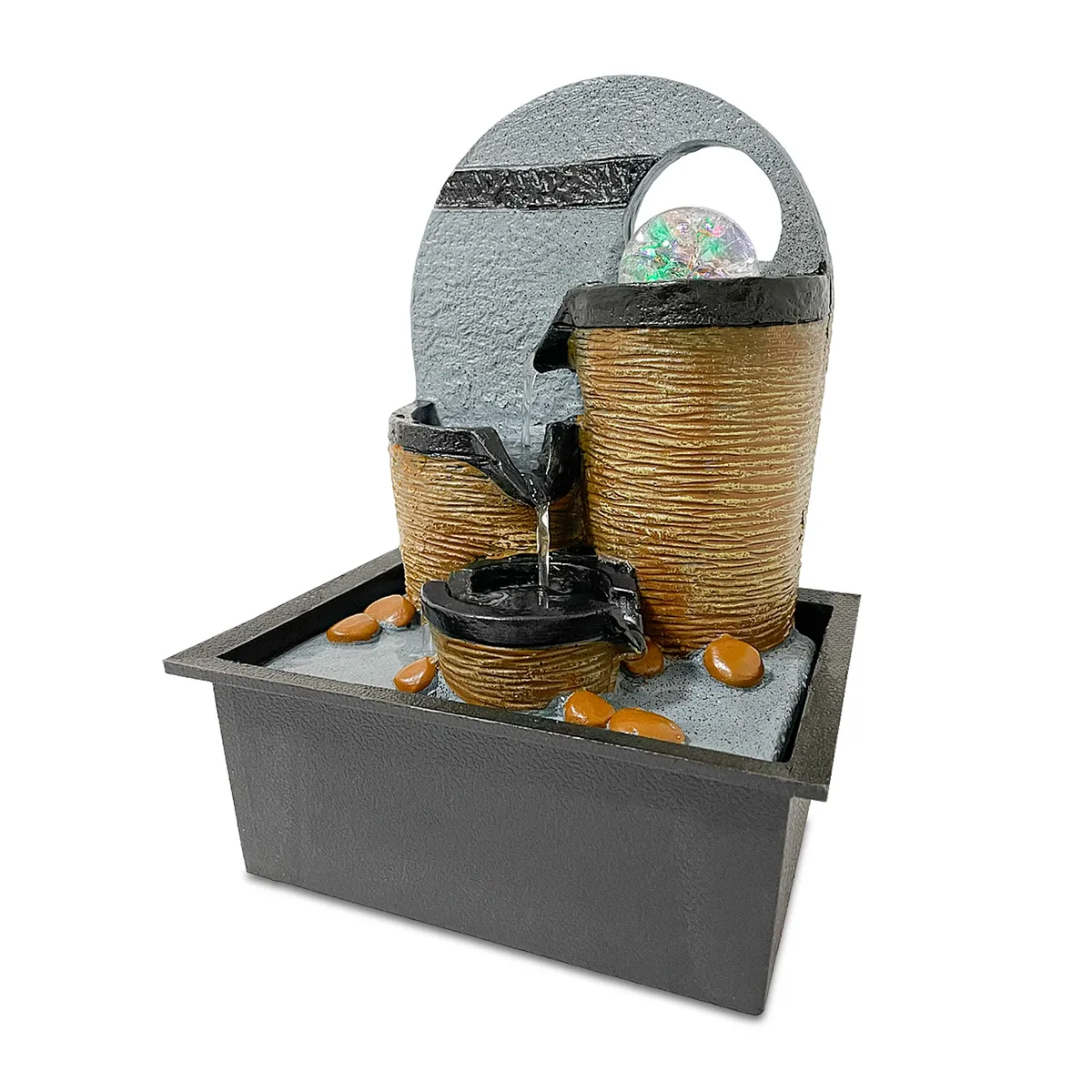 MUNDO ONLINE - Fuente de Agua Cascada Natural con Iluminación LED