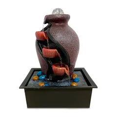 MUNDO ONLINE - Fuente de Agua Decoración de Escritorio Cascada con Iluminación LED