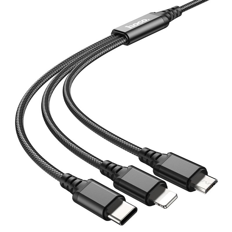 HOCO - Cable Hoco X76 3 en 1 Lightning/Micro-USB/Type-C