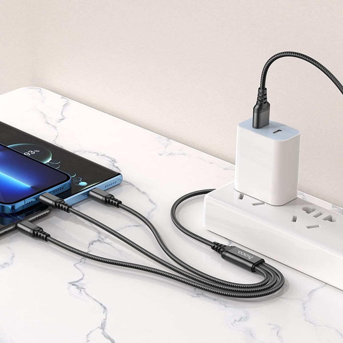 HOCO - Cable Hoco X76 3 en 1 Lightning/Micro-USB/Type-C